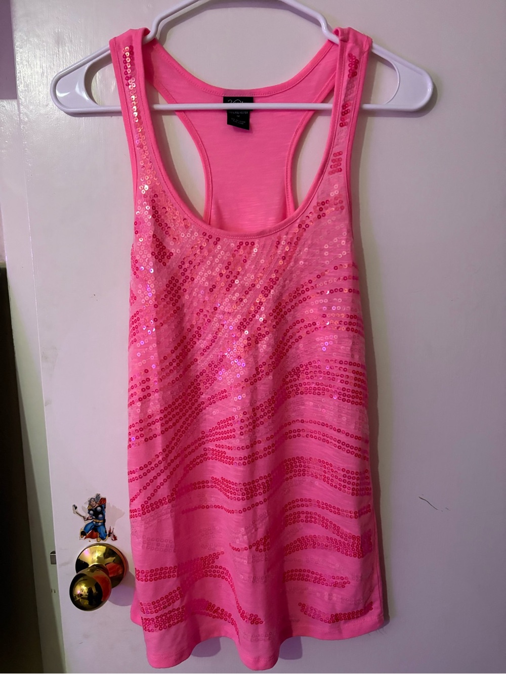 Vanity Hot Pink Sequin Racerback Tank Top